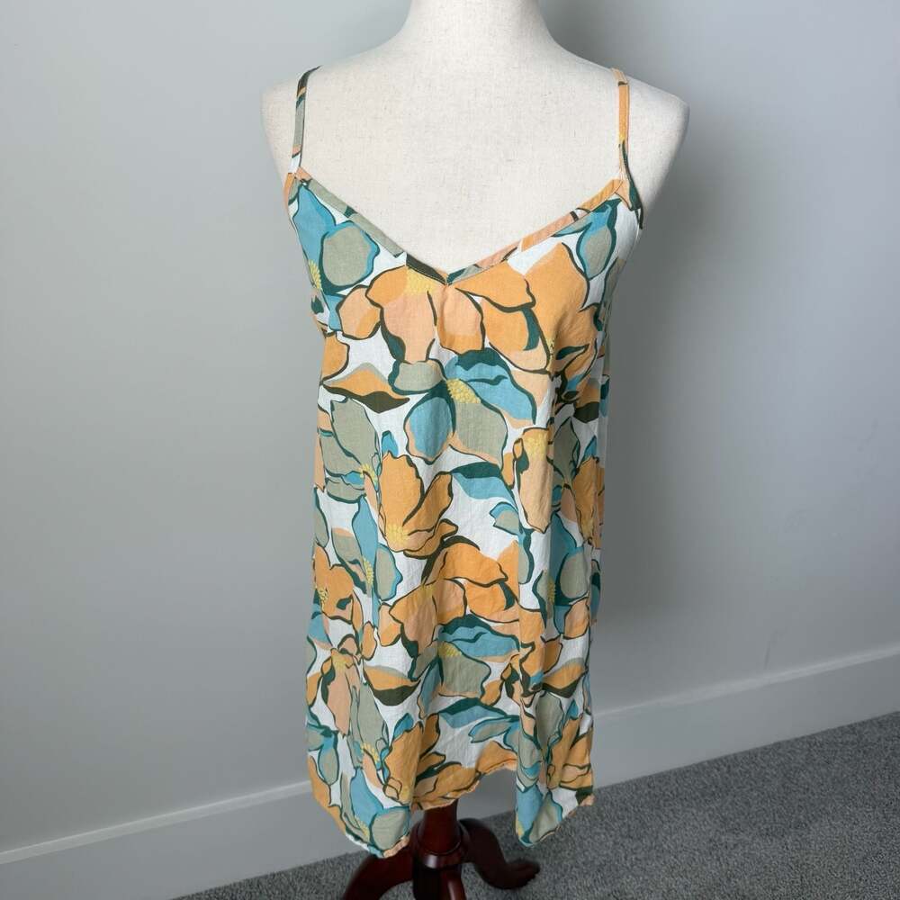 Billabong So Chill Mini Dress Floral Slip Dress White Print Size L